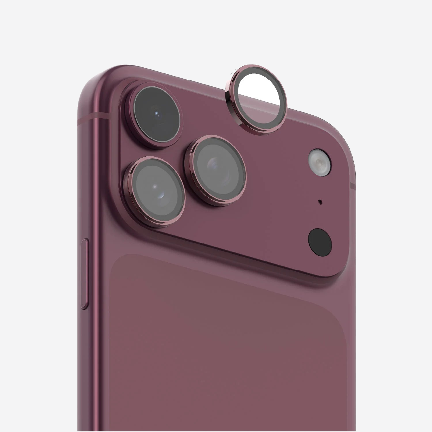 MOMAX Glass Pro+ Full Coverage Tempered Glass Lens Protector iPhone 18 Series · Dusky Cherry · iPhone 18 Pro & Pro Max