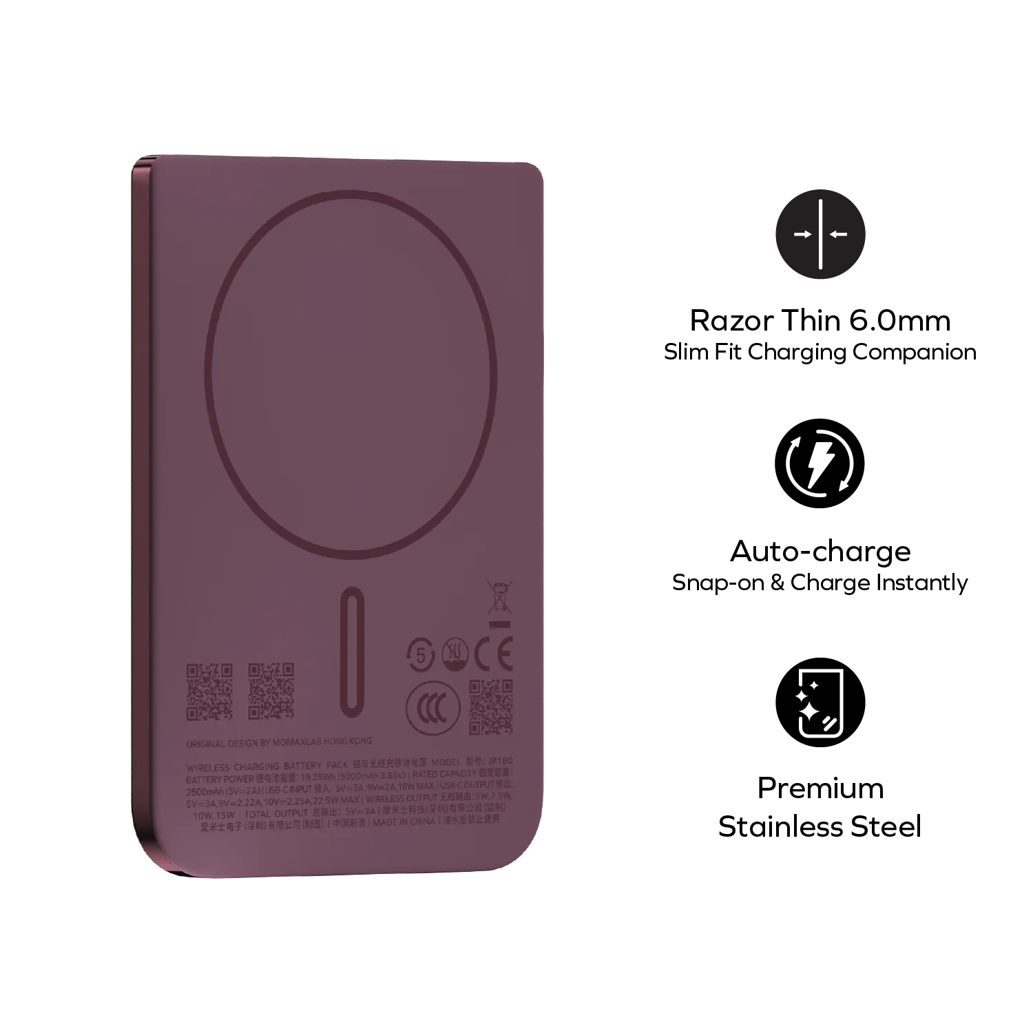 MOMAX 1-Power S.Pass Air 5000mAh Magnetic Wireless Battery Pack · A closer look