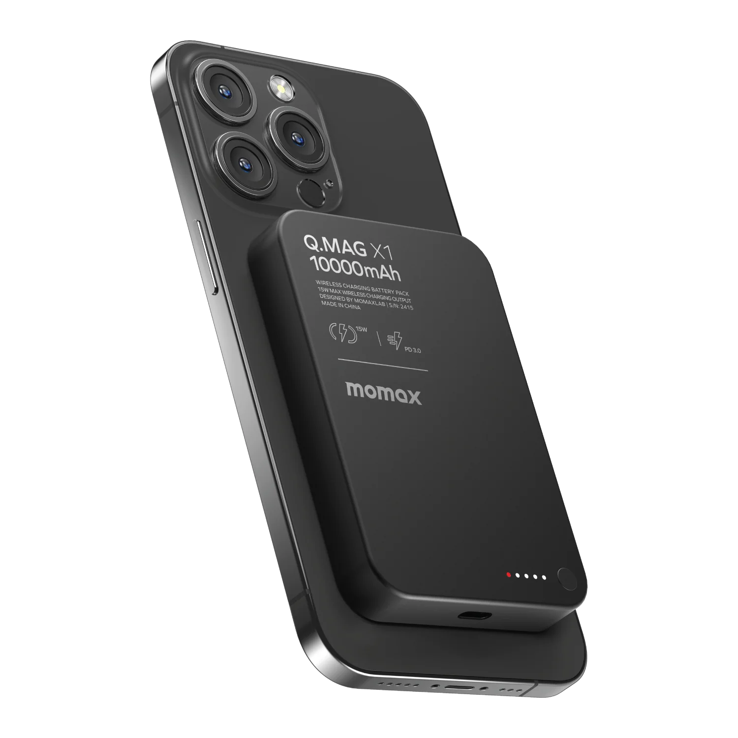 MOMAX Q.Mag X1 Magnetic Wireless Power Bank 10000mAh - Gen 2 · Black