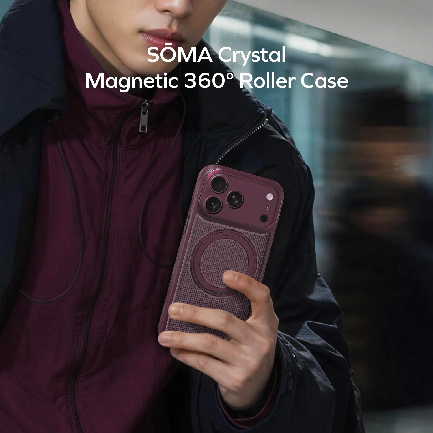 MOMAX Sōma Crystal Magnetic 360° Roller Case iPhone 18 Series · A closer look