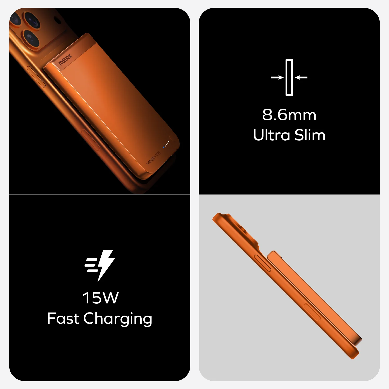 MOMAX 1-Power S.Pass 5000mAh Qi2 Magnetic Wireless Battery Pack · A closer look