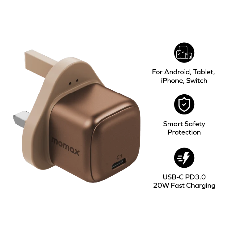 MOMAX 1-Charge 1 port 20W charger · A closer look
