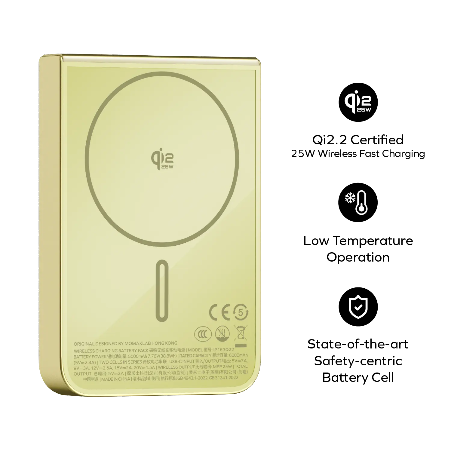 MOMAX 1-Power S.Pass² 10000mAh Semi SSB Magnetic Wireless Battery Pack (CCC) · A closer look