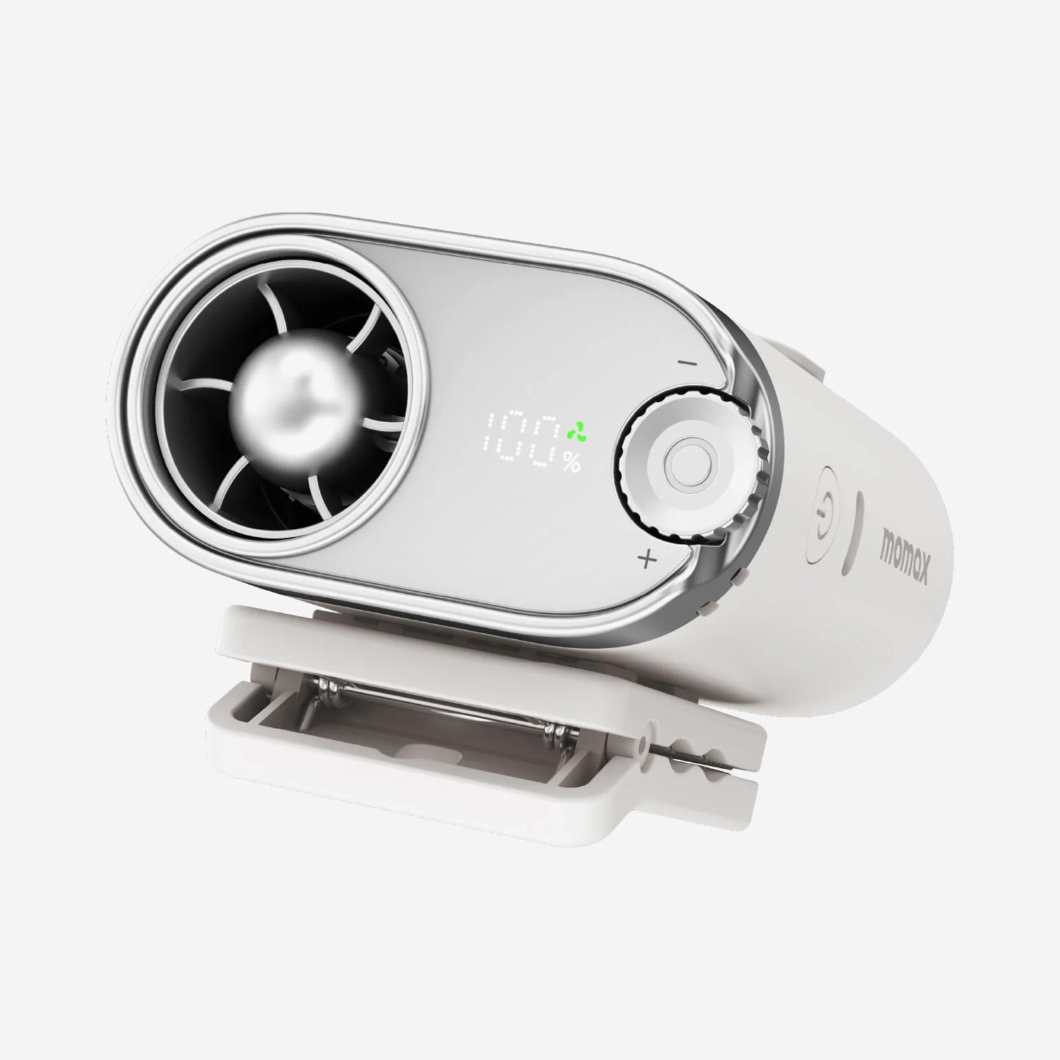 MOMAX 1° Go Clip High-Speed Waist-Clip Mini Fan · White