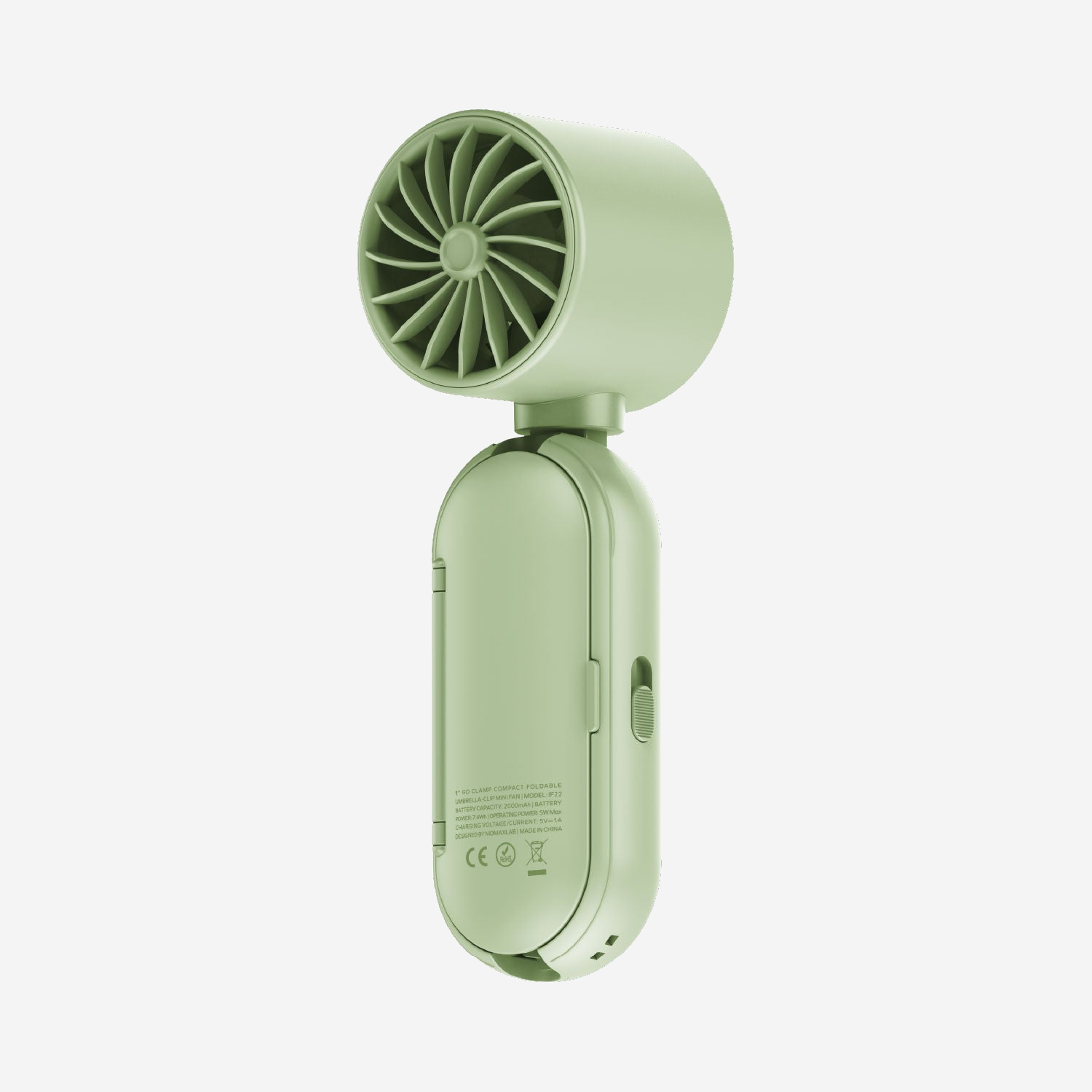 MOMAX 1° Go Clamp Compact Foldable Umbrella-Clip Mini Fan · Green