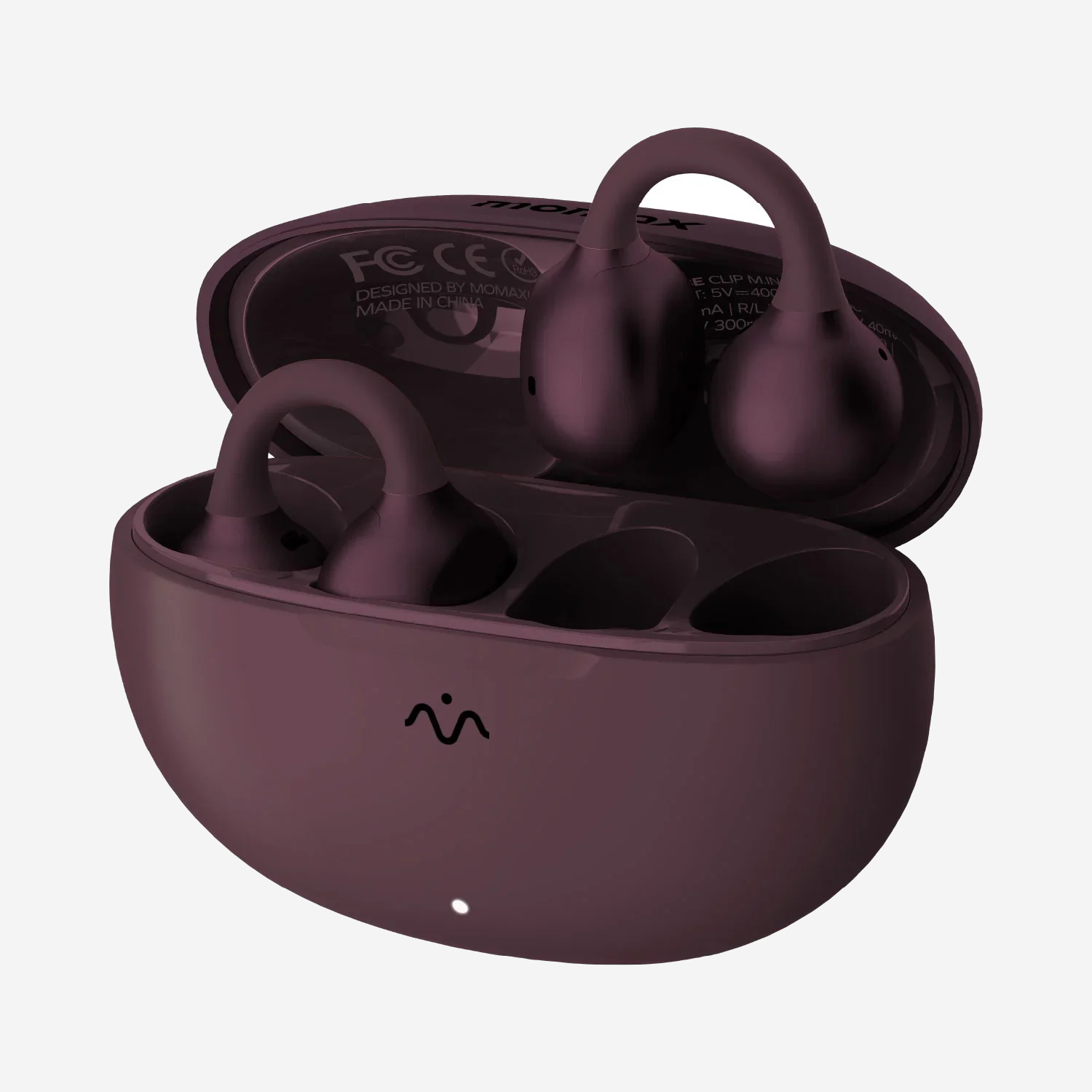MOMAX 1-Vibe Clip M.IN.D AI ENC Clip-On Earbuds · Dusky Cherry