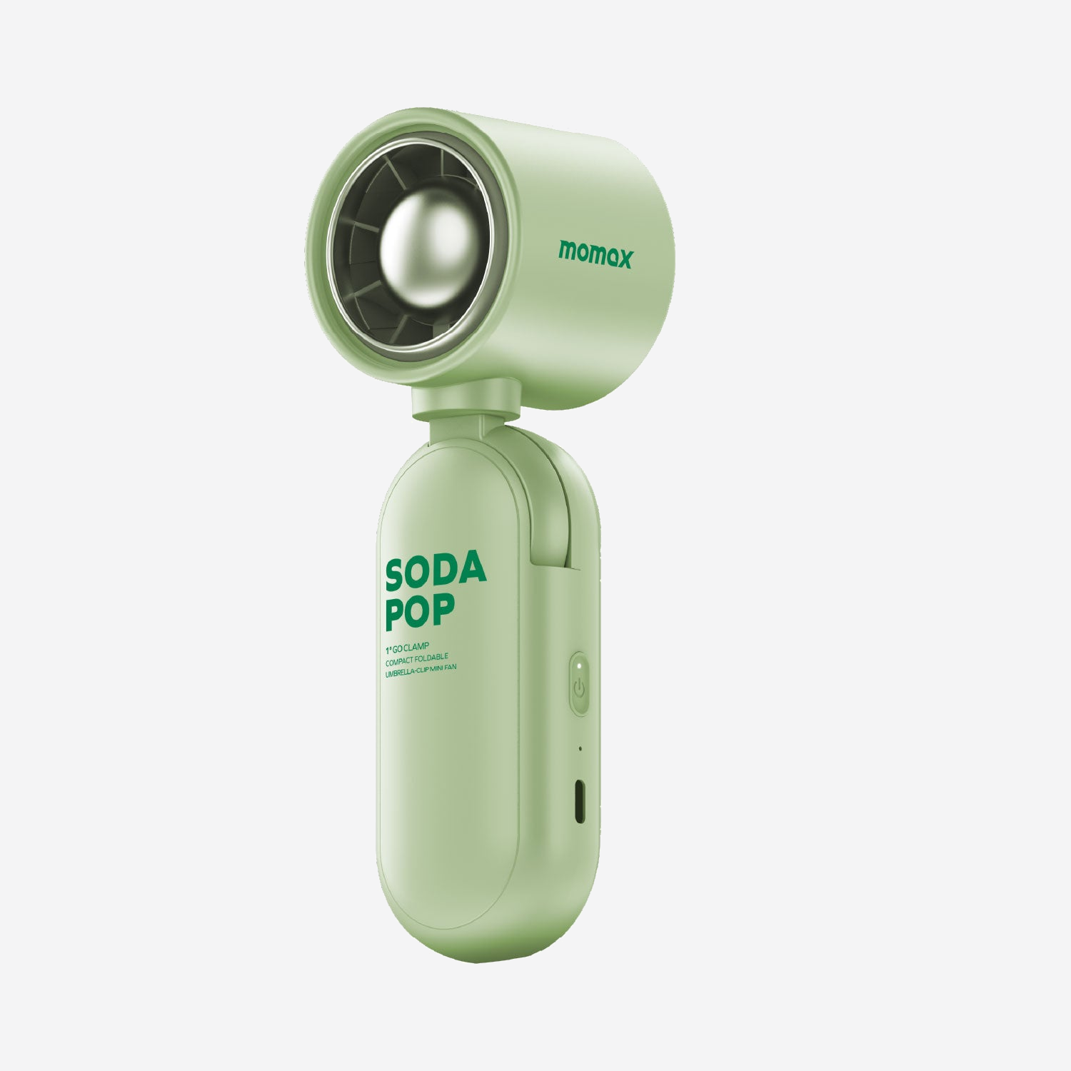 MOMAX 1° Go Clamp Compact Foldable Umbrella-Clip Mini Fan · Green