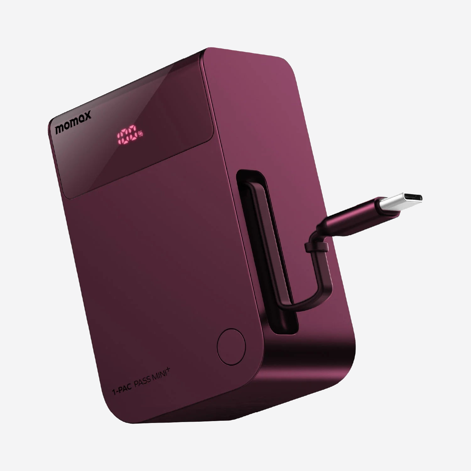 MOMAX 1-Pac Pass Mini⁺ 10000mAh 2in1 Battery Pack with Built-in Retractable Cable