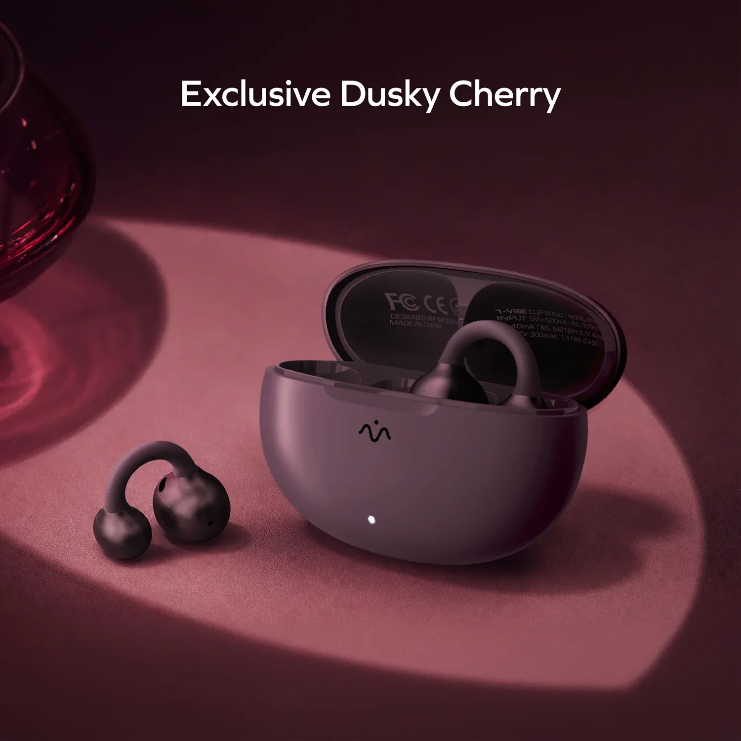MOMAX 1-Vibe Clip M.IN.D AI ENC Clip-On Earbuds · Dusky Cherry