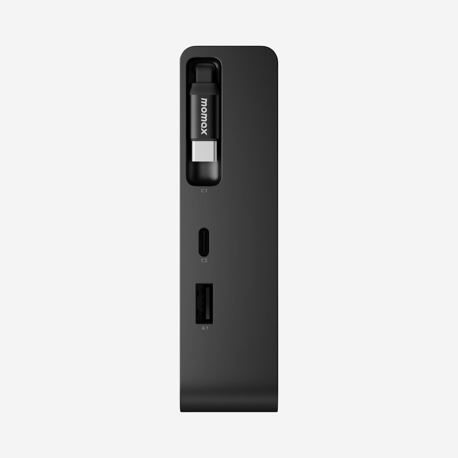 MOMAX 1-Pac Pass Pro⁺ bateria externa híbrida GaN 10000mAh 3in1 com cabo retrátil integrado (45W) · Preto